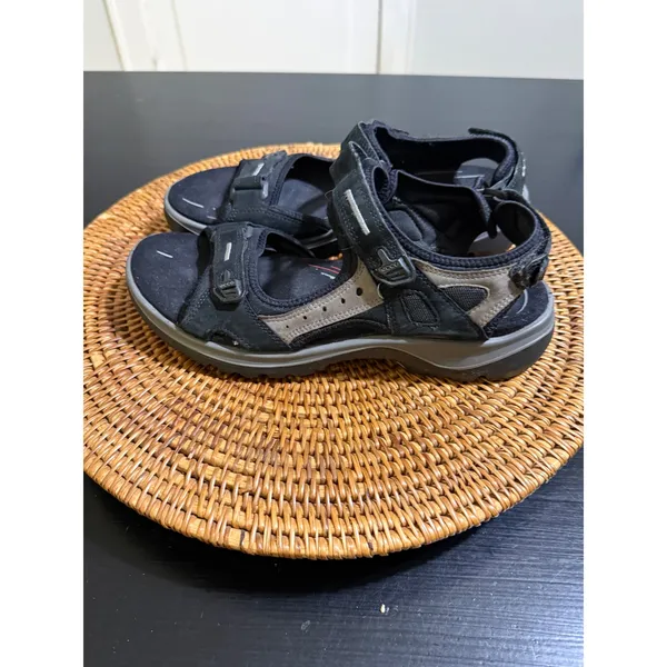 ECCO Offroad Hiking Sandals Womens 40 Black Gray Nubuck Strappy Walking Shoes - Image 2