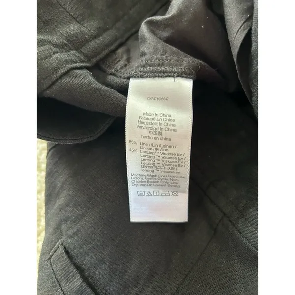 Madewell Womens Wide Leg Linen Blend Cargo Pants in True Black Size 6 - Image 8