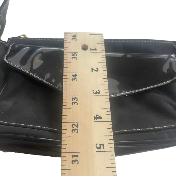 Isaac Mizrahi‎ Black Patent Leather Y2k Small Shoulder Bag Purse - Image 4