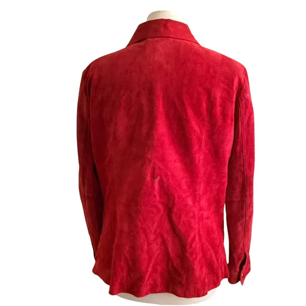 Investments Leather Suede Shacket Sz Lg Red Blazer Business Casual Gorpcore - Image 2