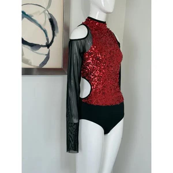 Weissman Dance Leotard Women’s Adult Medium MA Sequin Costume Long Sleeve - Image 4