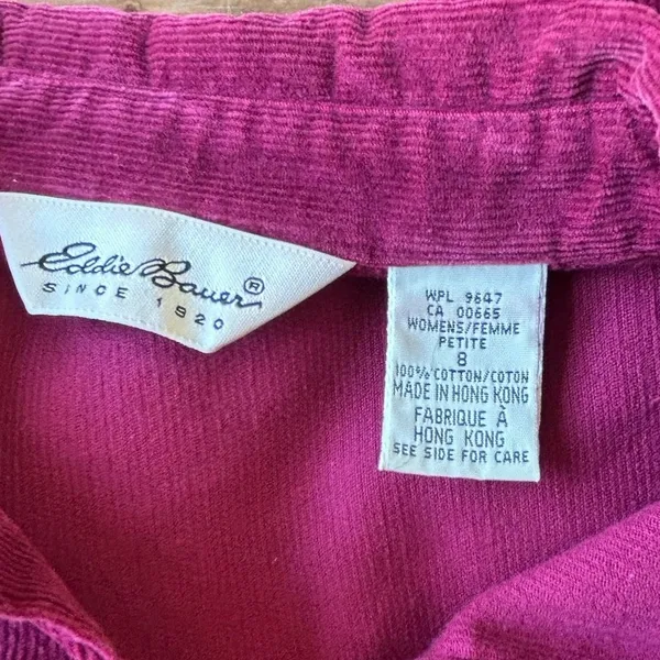 Vintage 90s Eddie Bauer Corduroy Maxi Shirt Dress Women’s 8 Petite Red Cottage - Image 11