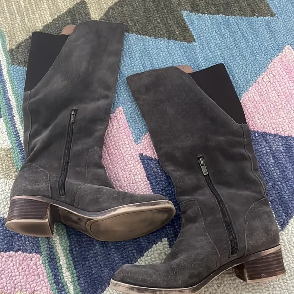 Lucky Brand 8/38 Hanover Knee High Riding Equestrian Tall Boots Gray Brown Suede - Image 3