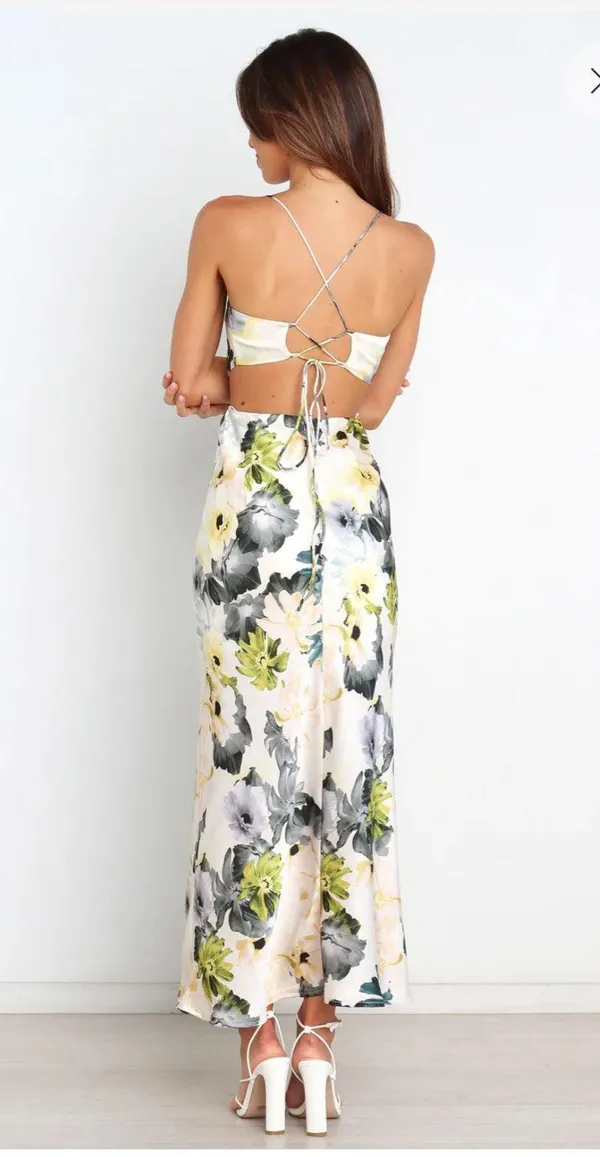 Petal & Pup Midi Dress Satin Floral - Image 3