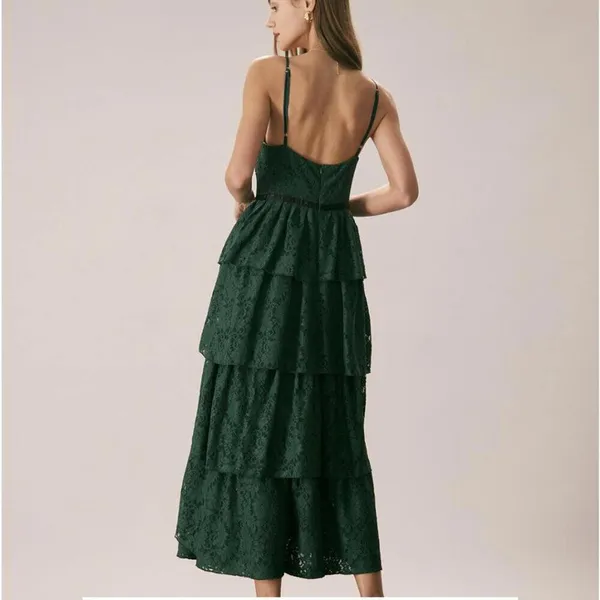 RIHOAS The Green Sweetheart Neck Lace Maxi Dress XS 05 - Image 6