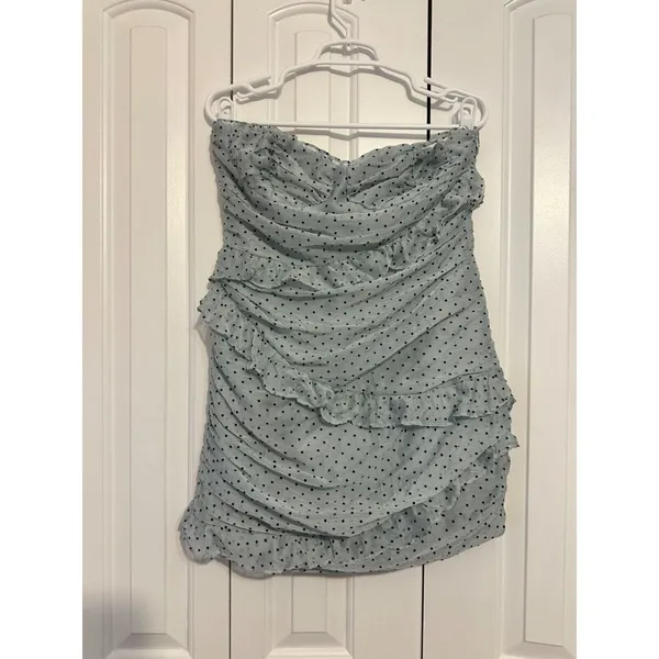 Hello Molly Mini‎ Dress Polka Dot Blue Ruffle Bustier NWT XL US 10 Coquette - Image 3