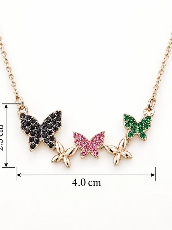 18K Gold Layered Multicolor Crystal Butterfly Pendant Necklace NWT - Image 5