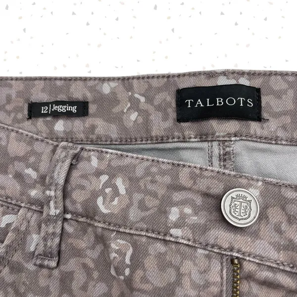 Talbots Gray Pants Leopard Print Jeggings Skinny Jeans Casual Office Fit Size 12 - Image 5