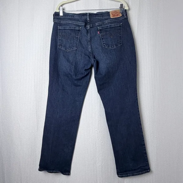 Levi's 505 Straight‎ Jeans Women 12 Dark Wash Blue Stretch Denim Mid Rise Retro - Image 2