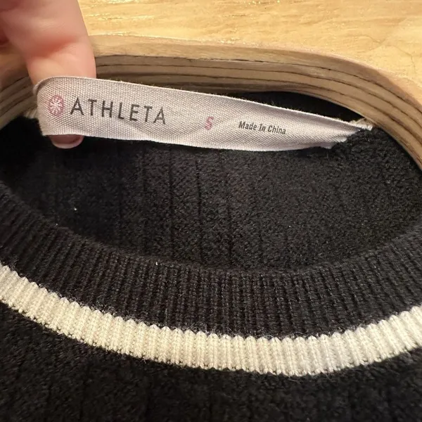 Athleta Women's Size Small Tank Top Black White Stretchy Ribbed Sleeveless Knit‎ - Image 5