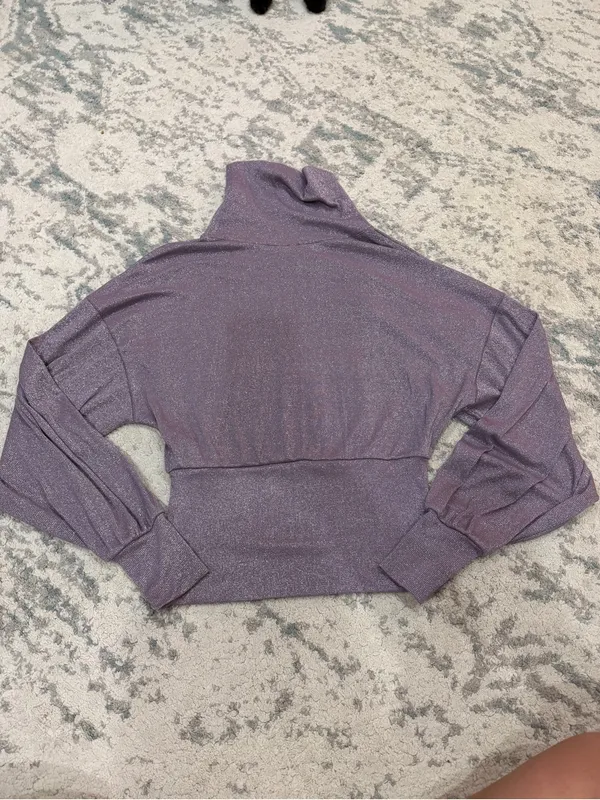 Free People Metallic Glam Turtleneck Top Lavender Haze S - Image 4