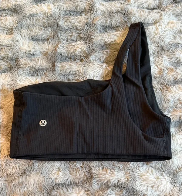Lululemon Ribbed Nulu Asymmetrical Yoga Bra - Black 4 - Image 2