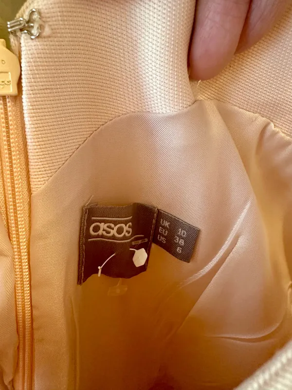 ASOS Structured Bow Shoulder Mini Dress Pale Blush Pink Cocktail Size 6 - Image 5
