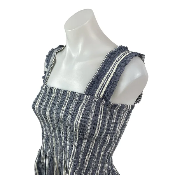 Anthropologie Maeve Women's Blue Striped Ruffle Sleeveless Peplum Blouse Top S - Image 2