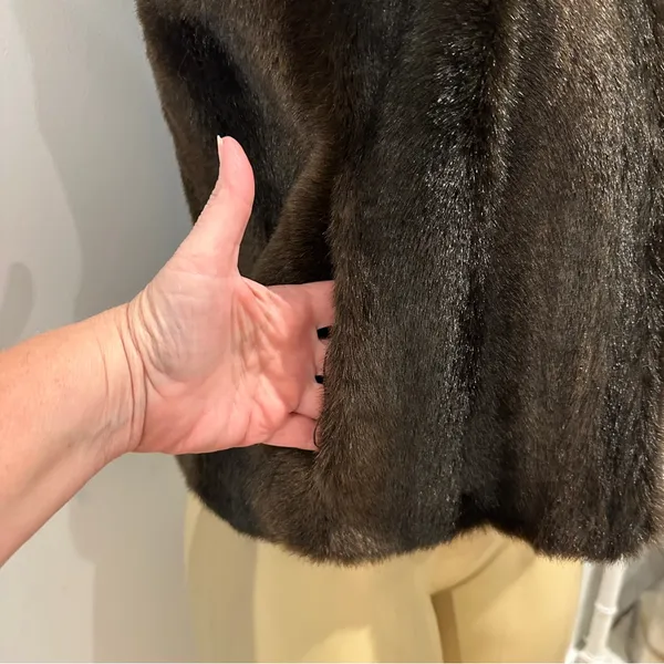 LOFT Faux Fur Vest Sz S Full Zip Brown Ann Taylor Loft - Image 5