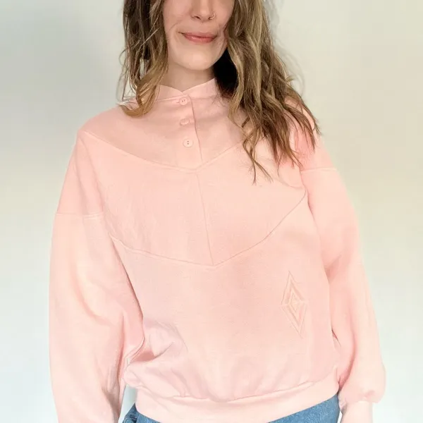 90s Vintage Choices From Gitano Pink Embroidered Crewneck Button Front Sweater - Image 11