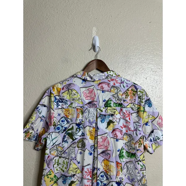Anthropologie Pollie Short-Sleeve Swing Tunic Mini Dress Shattered Porcelain M - Image 11
