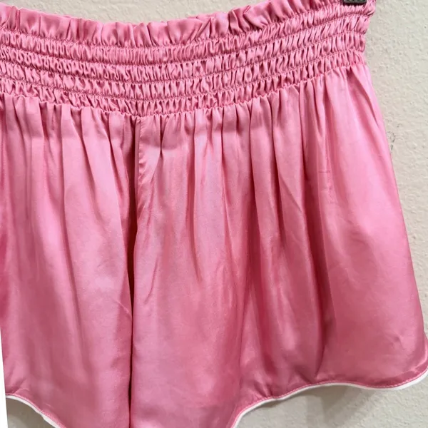 Anthropologie Pink Rose‎ Satin Smocked Waist Shortie Shorts Size XXS NWT - Image 8