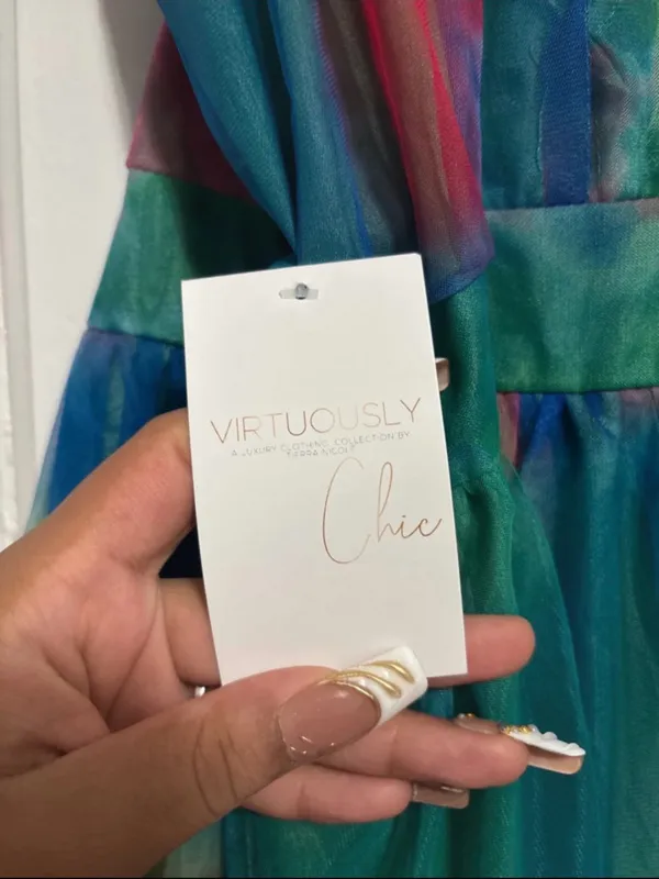 Multi-Color V-Neck Chiffon Maxi Dress - Image 2
