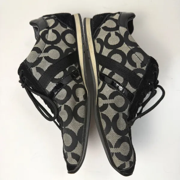 Coach Kathleen Sneaker Women 6.5M Black Grey Signature‎ C Monogram Y2K Retro - Image 5