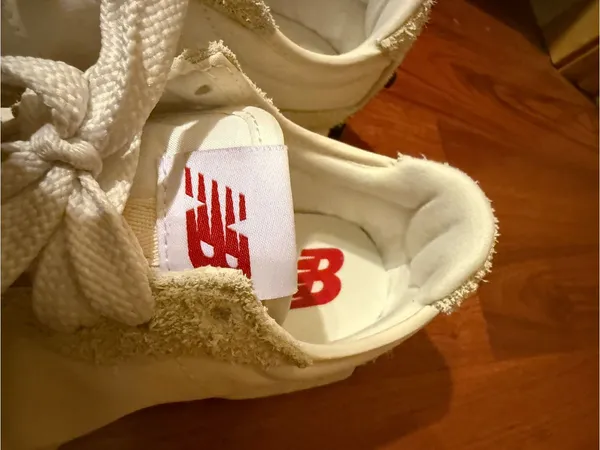 New Balance Women's Cream Suede-Trim Lace-Up Sneakers with Red Logo - Image 7