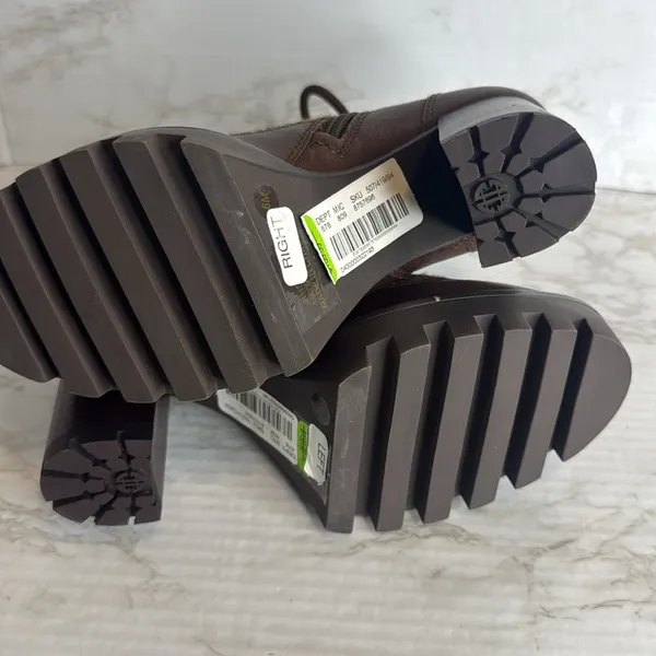 Antonio Melani - Penn Leather And Fabric Lug Sole Booties lace up platform 6M - Image 11