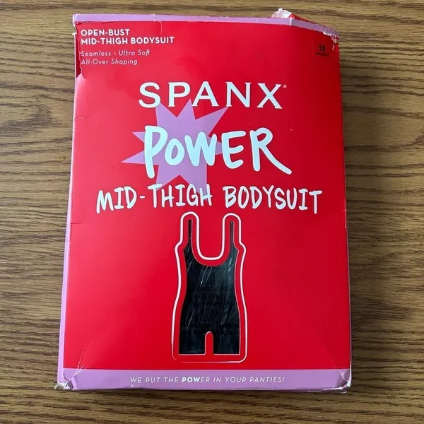 SPANX Shapewear for Power Series Open-Bust Mid-Thigh Bodysuit Black Size 1X - Image 2
