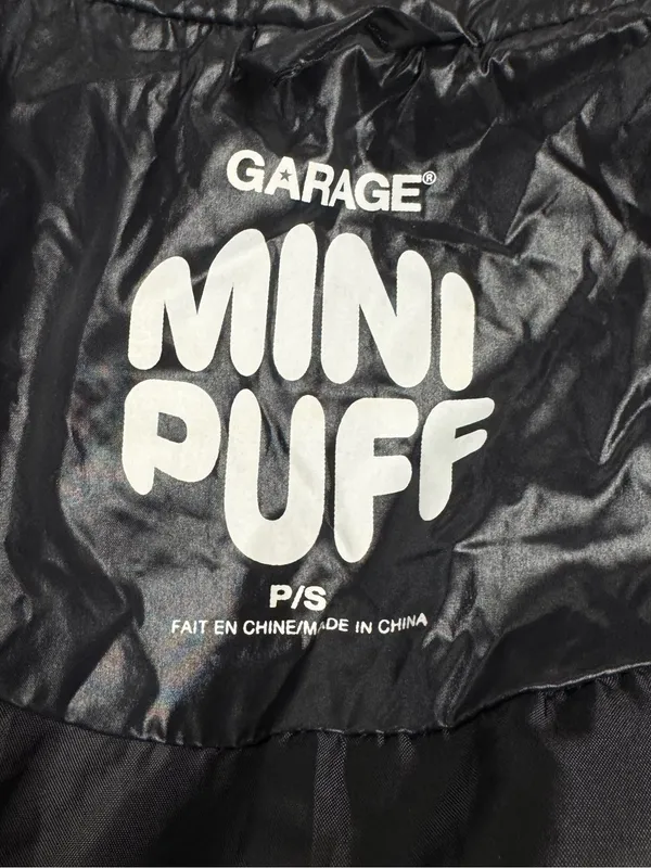 Garage Mini Puff Shiny Black Coat Women’s Small - Image 3