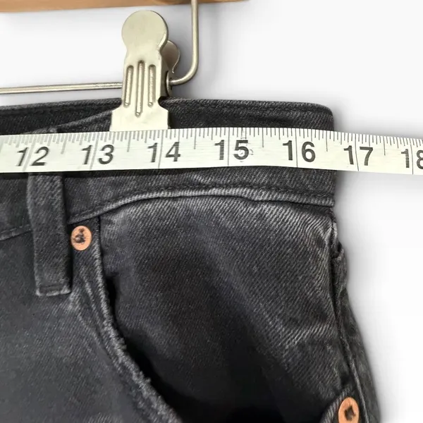 American Eagle High Waisted Cuffed Stovepipe Jean Womens 8 Black Classic Denim - Image 9