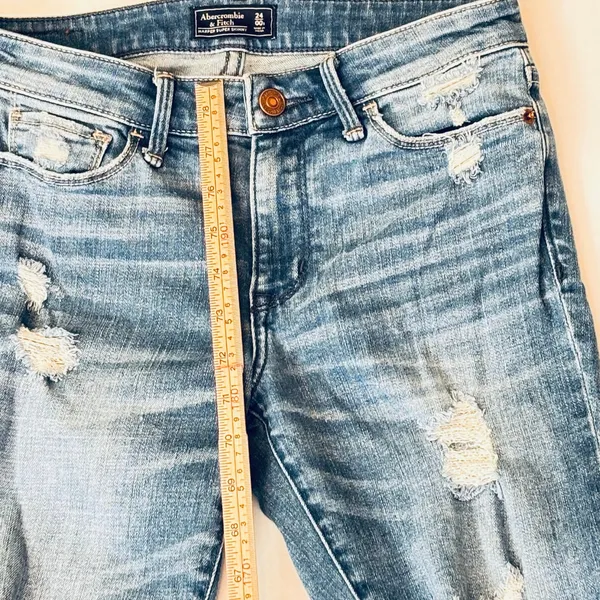 Abercrombie & Fitch Karper super skinny distressed faded blue jeans sz 00 - Image 7