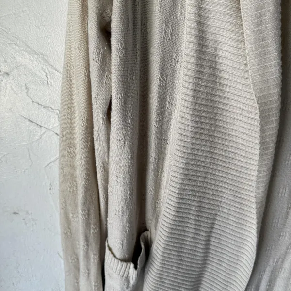 Kimchi Blue Sweater Coquette Medium Cream Open Front‎ Cardigan Pockets Boho - Image 4