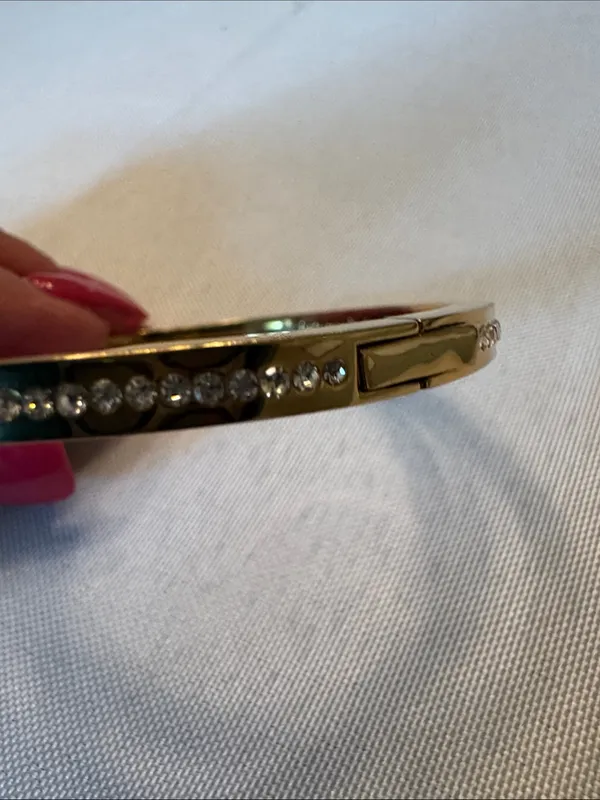 Kate Spade Gold Crystal Pavé Hinged Bangle Bracelet - Image 4