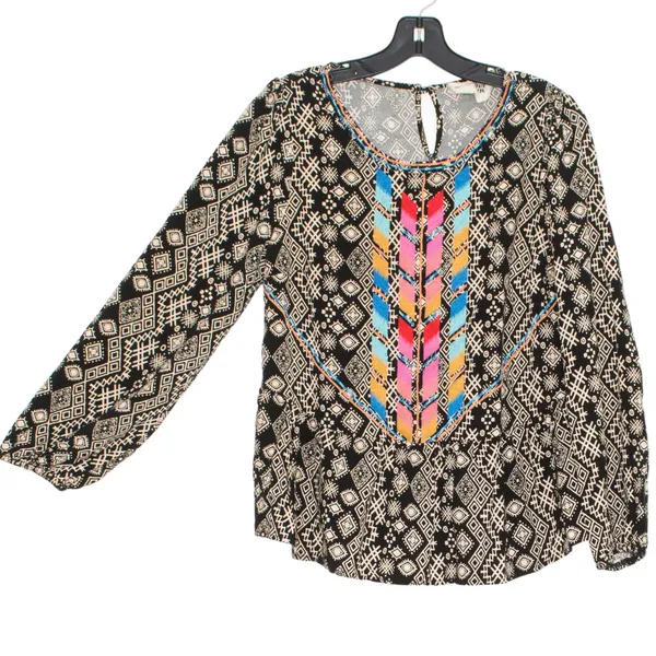 Savanna Jane Embroidered Top Boho Southwestern Festival Peasant Hippie Flowy M - Image 2