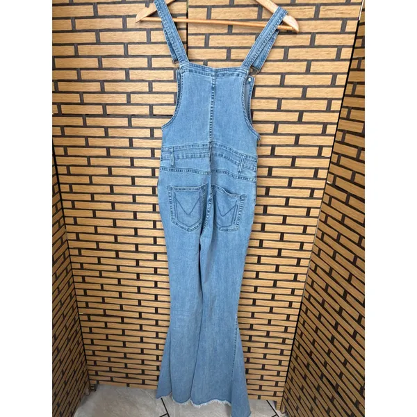MuMu Blue Denim Flared Leg‎ Overalls Size Small - Image 2