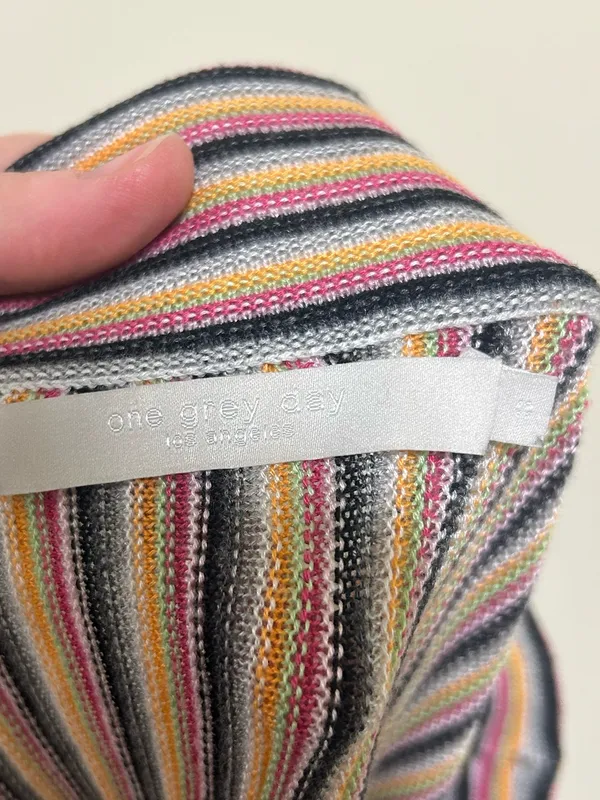 One Grey Day Retro Striped Ribbed Midi Skirt Multi-Color Size Small - Image 4