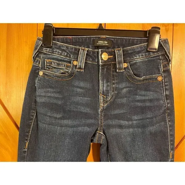 True Religion Jennie Curvy Mid Rise Super Skinny Cropped Jeans Dark Wash Size 25 - Image 3