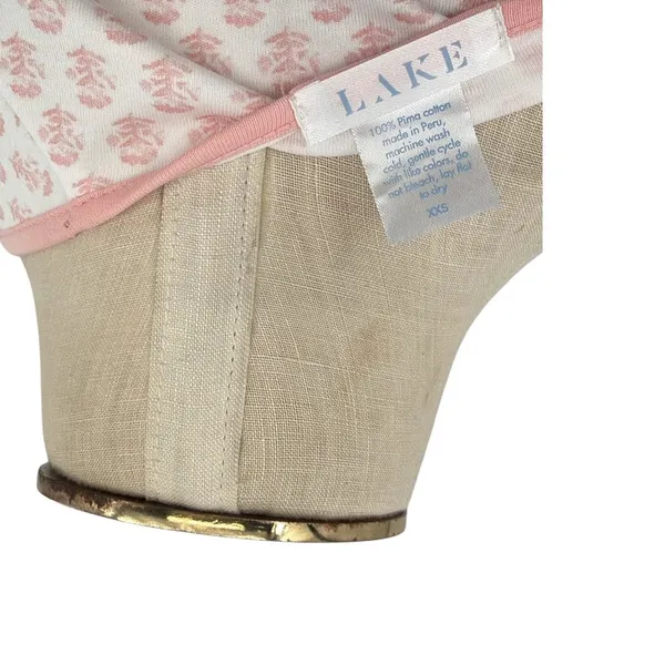 LAKE Pajamas Pima Cotton Floral Block Print Short Sleeve Pajama Top Pink XXS - Image 6