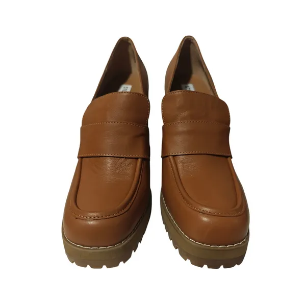 Brown Steve Madden Leather Platform Loafers sz 9.5 - Image 2