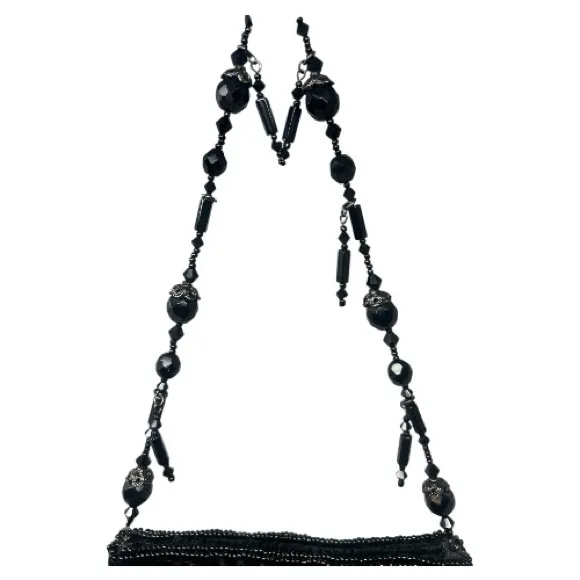 Todd Anthony Black Beaded Sequin Evening Bag‎ Vintage Flapper Purse - Image 4