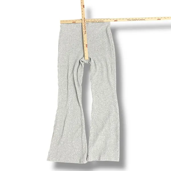 Aerie Ribbed Flare Leggings Gray High Rise‎ Stretch Pull On Womens L - Image 3
