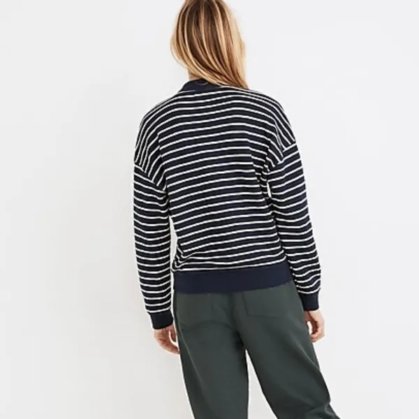 MADEWELL Striped Quilted Sweatshirt Pullover Sweater Top - Image 3