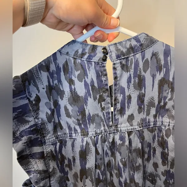 Anthropologie Jenee Tiered Tunic Dress Blue Leopard Print Sz XS - Image 7