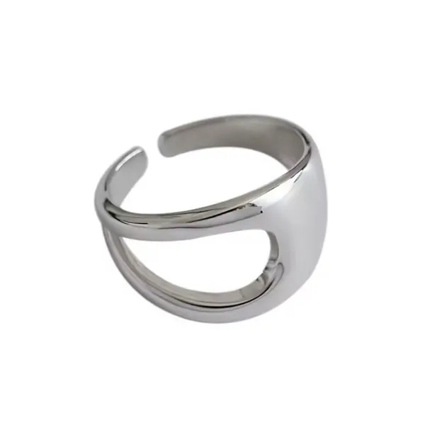 Boutique NEW‎ UNIQUE SILVER ABSTRACT RING, OPEN RING, SILVER ADJUSTABLE RING, UNISEX RING - Image 7