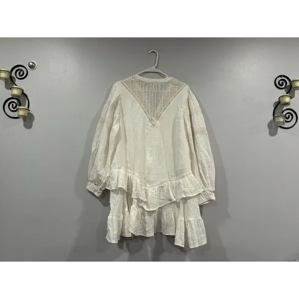 Free People Sachi Ivory Long Sleeve Mini Dress Medium M NWOT - Image 5