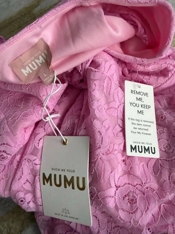 SHOW ME YOUR MUMU Rosetta Pink Lace Dress Size L NEW NWT - Image 3