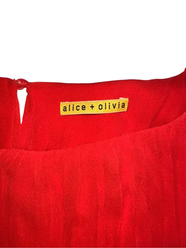Alice + Olivia Josie Red Sleeveless Chiffon Silk Mini Dress - Image 4