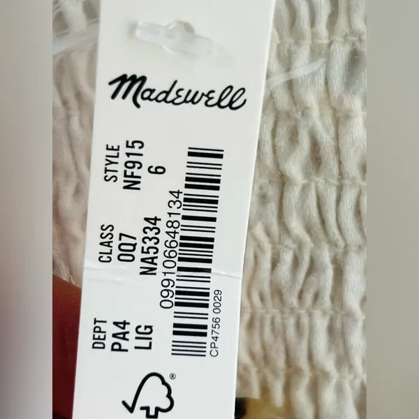Madewell Linen-Cotton Puff-Sleeve Mini Dress size 6 NWT IVORY COLOR - Image 7