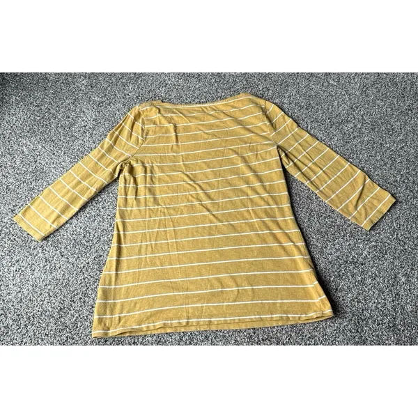 A New Day Women's yellow white striped quarter sleeve top size large - Image 6