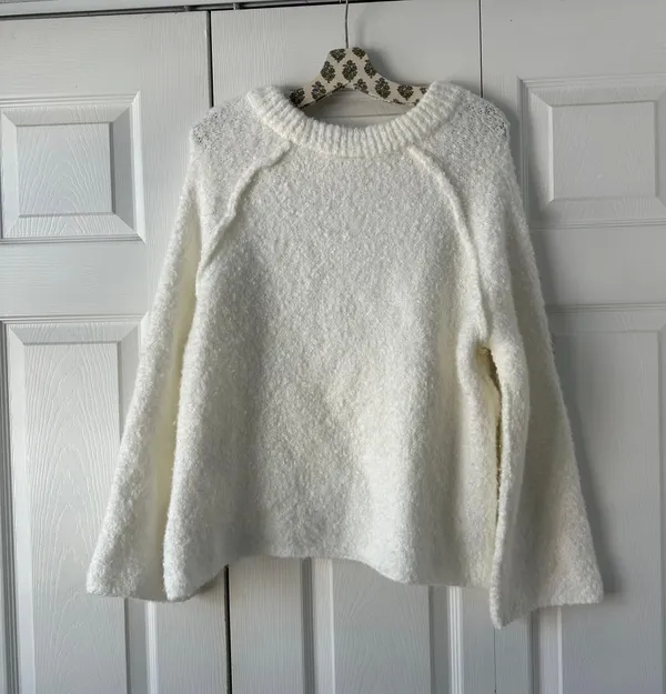 White  Sweater BFF Cocoon Solid Crew - Image 5