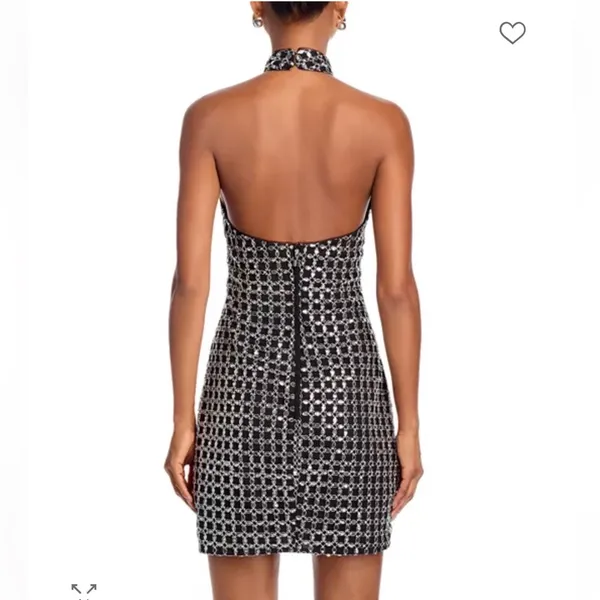 ROTATE Silver‎ Beaded Halter Neck Open Back Mini Dress Women’s Sz 36 - Image 2